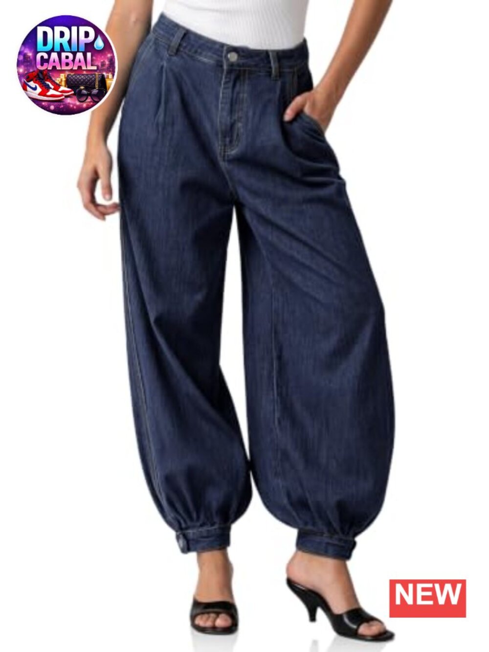 Baggy Wide Leg Jeans High Rise Stretchy Barrel Denim Jogger Pants